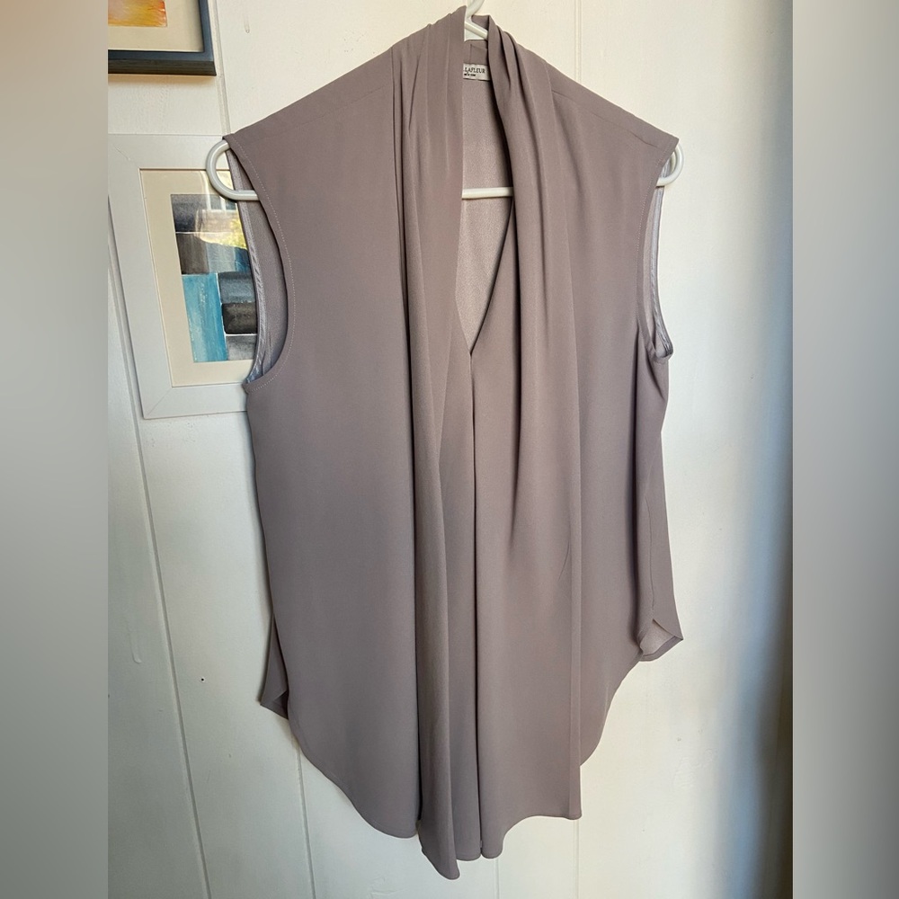 MM Lafleur Draped Sleeveless Blouse in Soft Beige